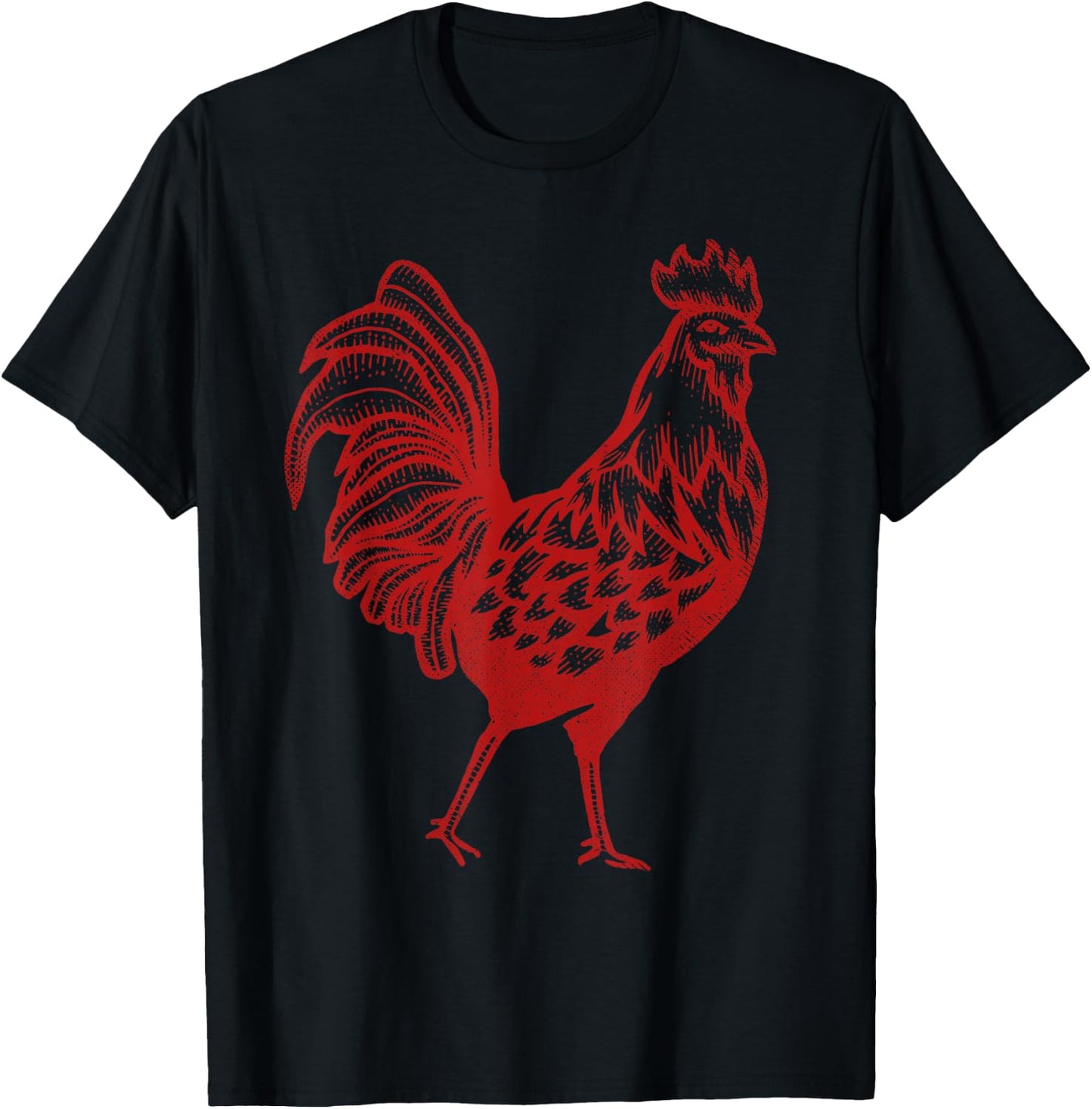 Vintage Red Rooster Farmer Retro Rooster T-Shirt - T-Shirt | Black