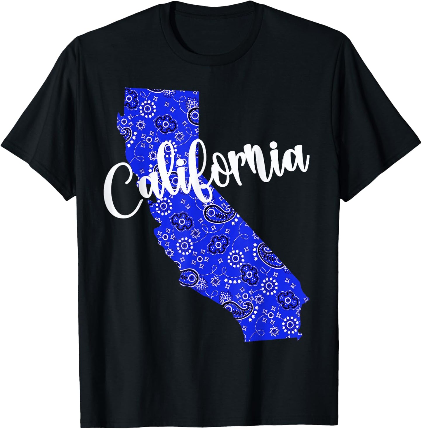 Bandana California Blue Bandanna Pattern State Pride T-Shirt - T-Shirt | Black