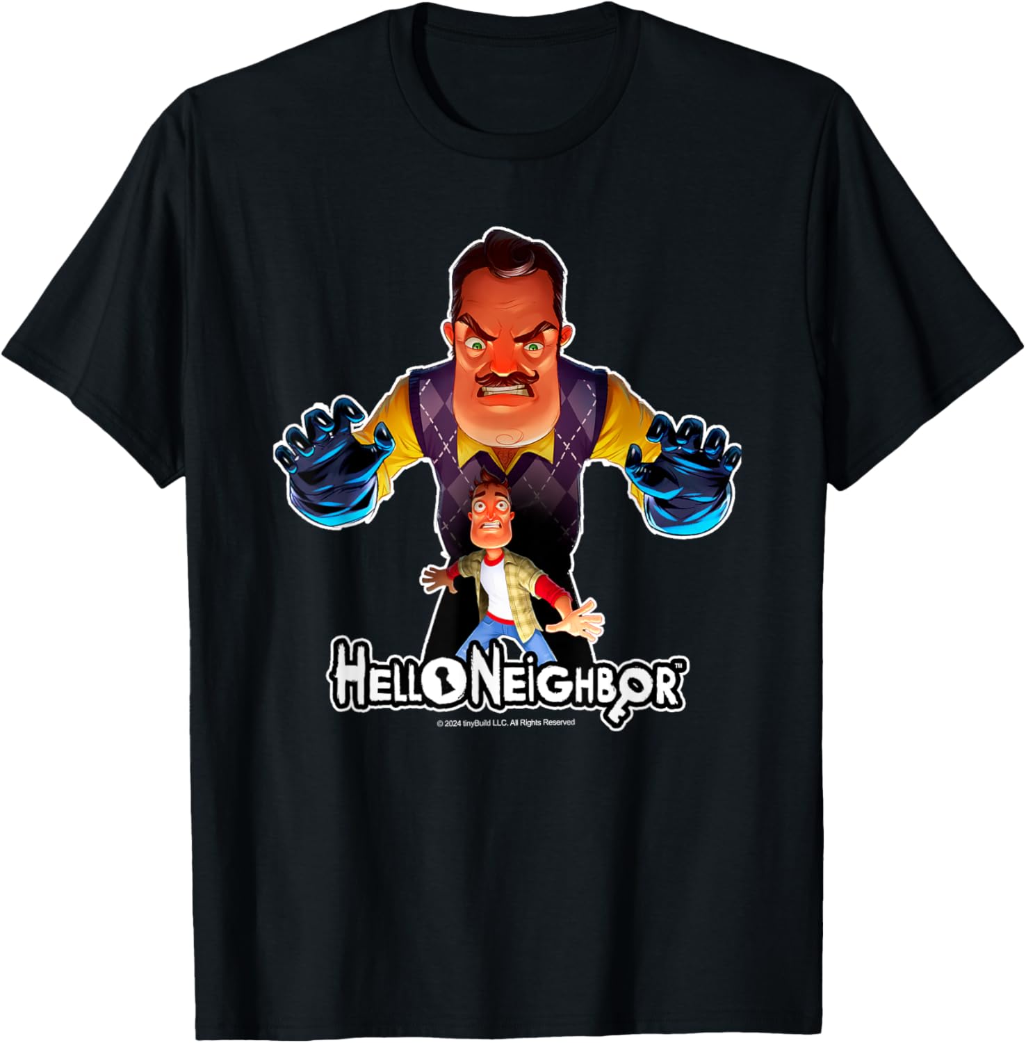 Hello Neighbor - Game Related Designs , Small, Blue T-Shirt - T-Shirt | Black