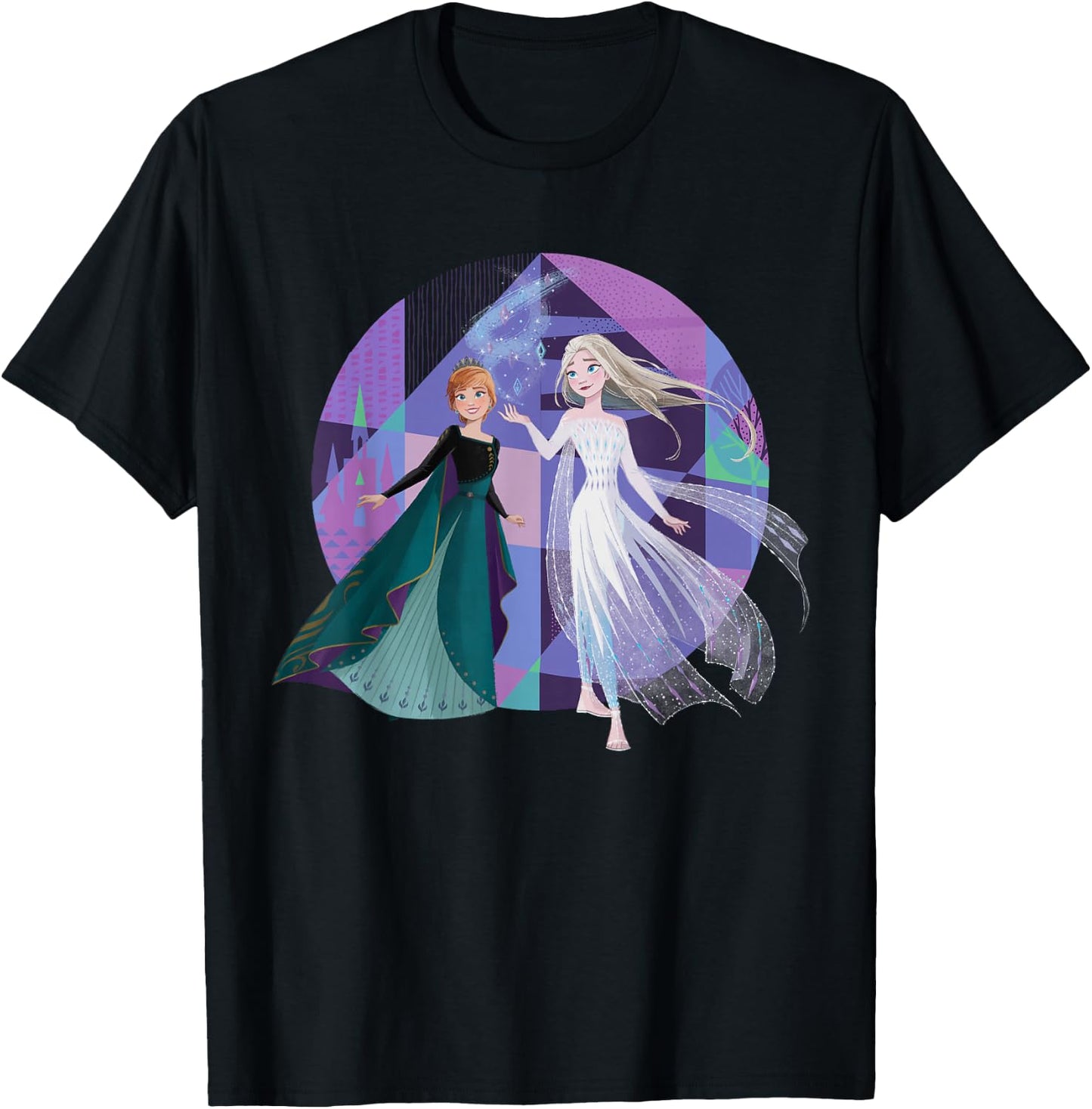 Disney Frozen 2 Queen Anna and Snow Queen Elsa T-Shirt - T-Shirt | Black