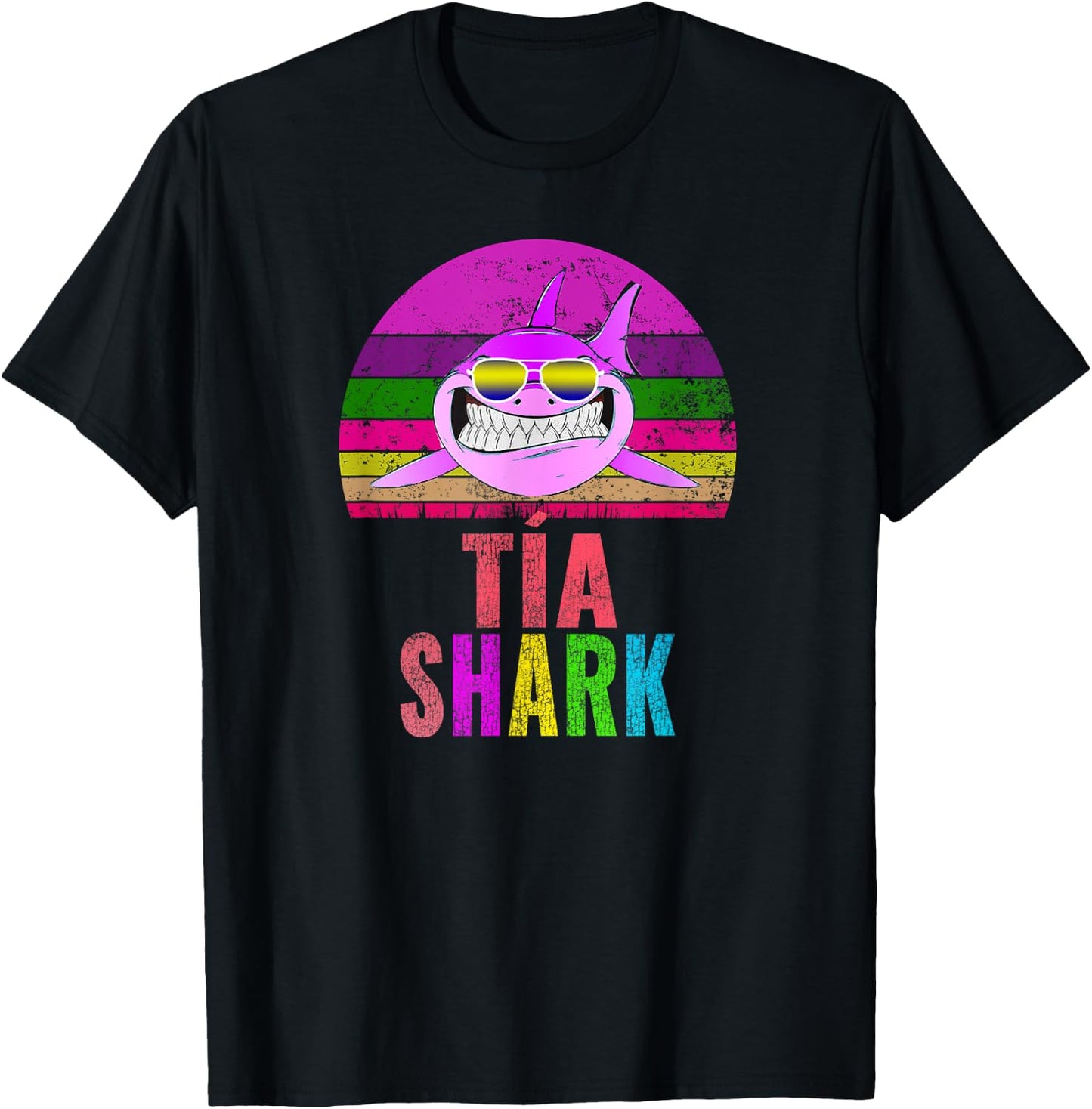 Tia Shark Funny Spanish Aunt Vintage T-Shirt - T-Shirt | Black
