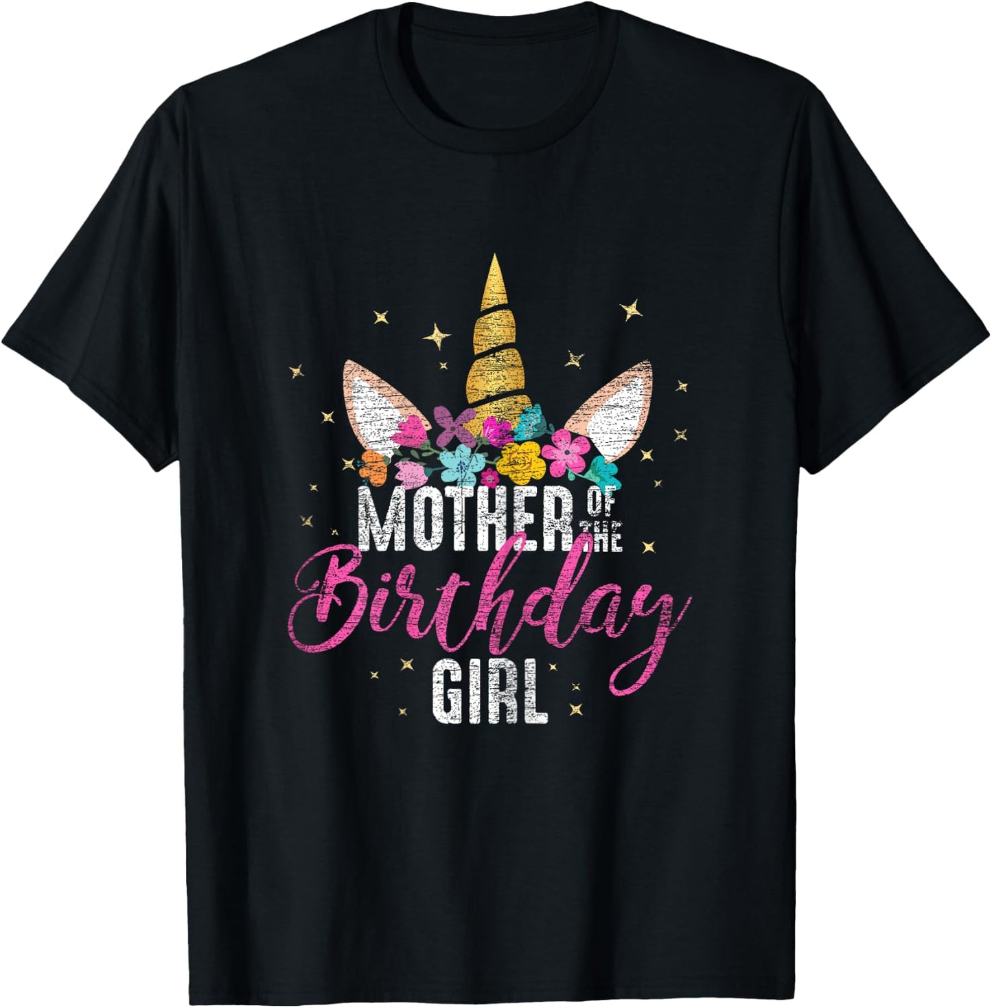 Mother Of The Birthday Girl Mommy Gifts Unicorn Birthday T-Shirt - T-Shirt | Black