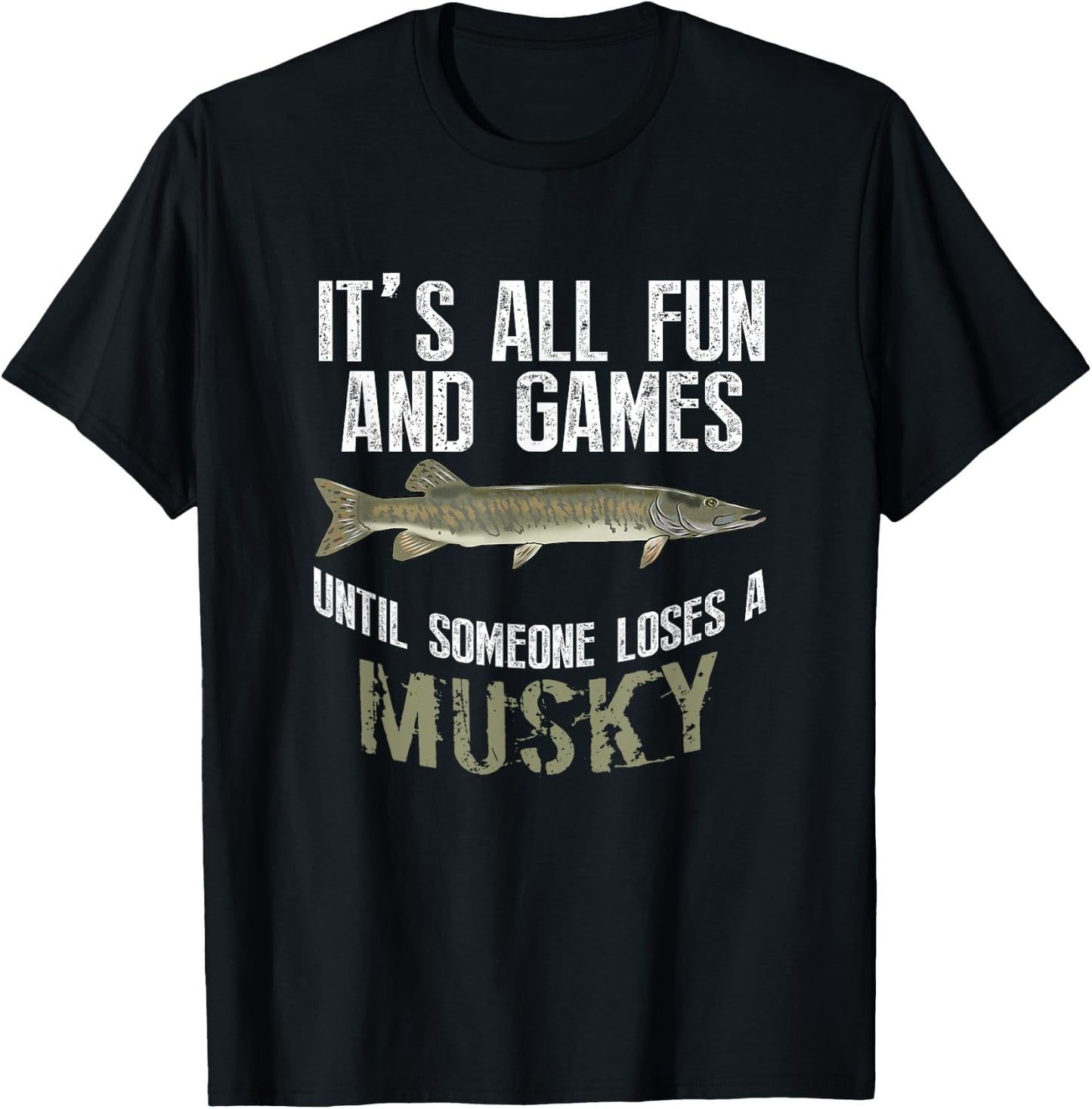 Funny Musky Fishing Muskellunge Freshwater Fish Angler Gift T-Shirt - T-Shirt | Black