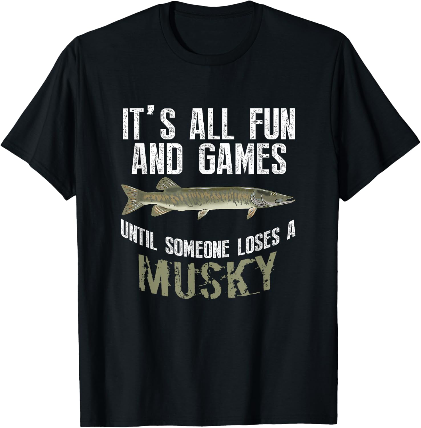 Funny Musky Fishing Muskellunge Freshwater Fish Angler Gift T-Shirt - T-Shirt | Black