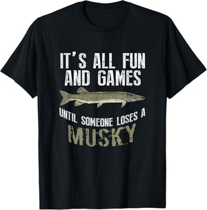 Funny Musky Fishing Muskellunge Freshwater Fish Angler Gift T-Shirt - T-Shirt | Black