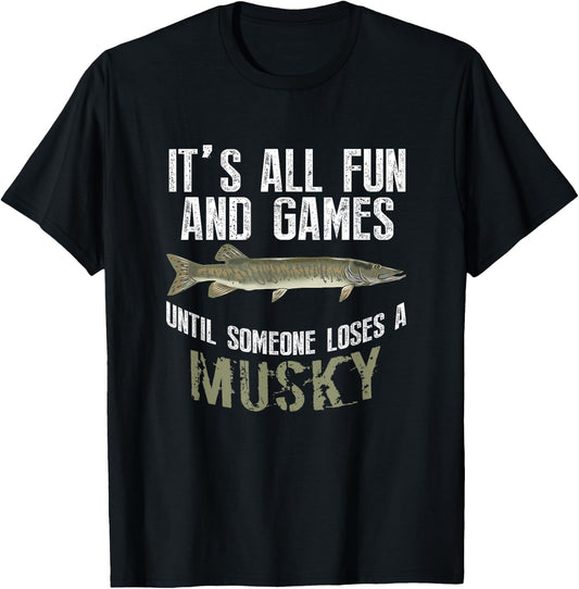 Funny Musky Fishing Muskellunge Freshwater Fish Angler Gift T-Shirt - T-Shirt | Black