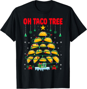 Oh Taco Tree Mexican Food Taco Lover Santa Christmas Taco T-Shirt - T-Shirt | Black