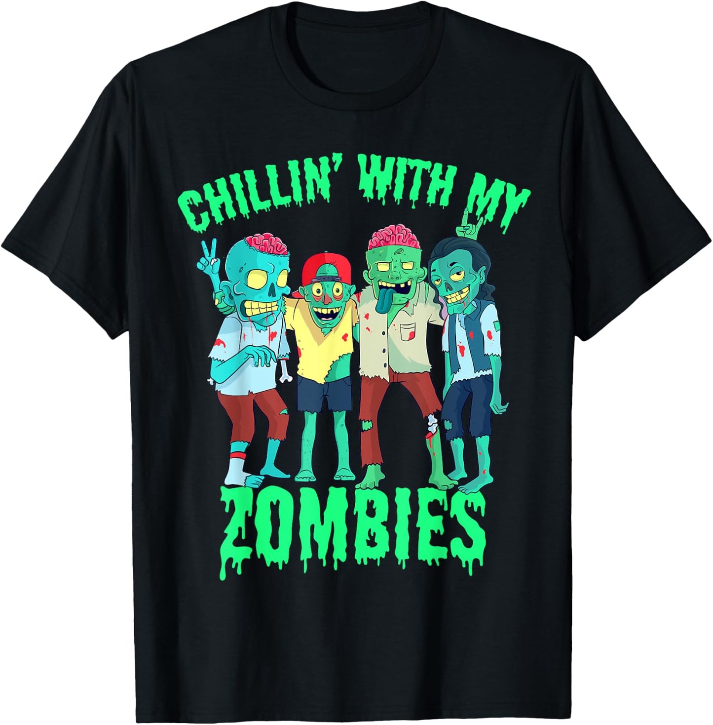 Chillin with my Zombies Halloween Boys Kids Zombie T-Shirt - T-Shirt | Black