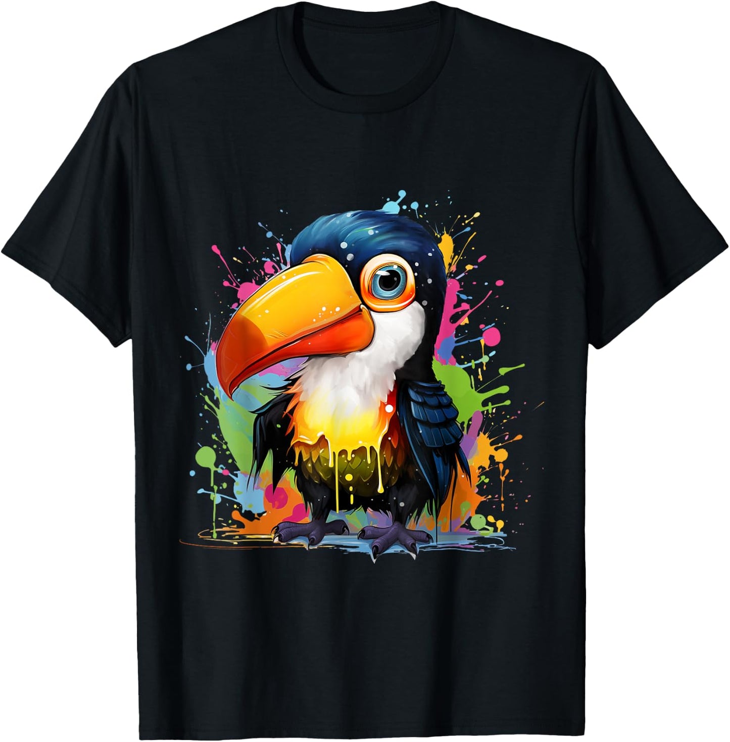 Small toucan with colorful splashes of paint T-Shirt - T-Shirt | Black