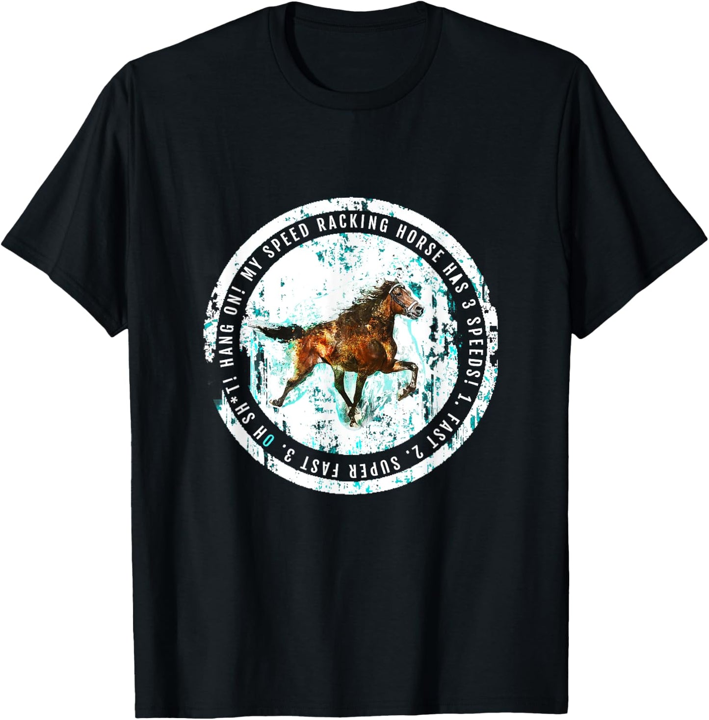 TrailRide Singlefoot Standardbred Rowdy Horse T-Shirt - T-Shirt | Black