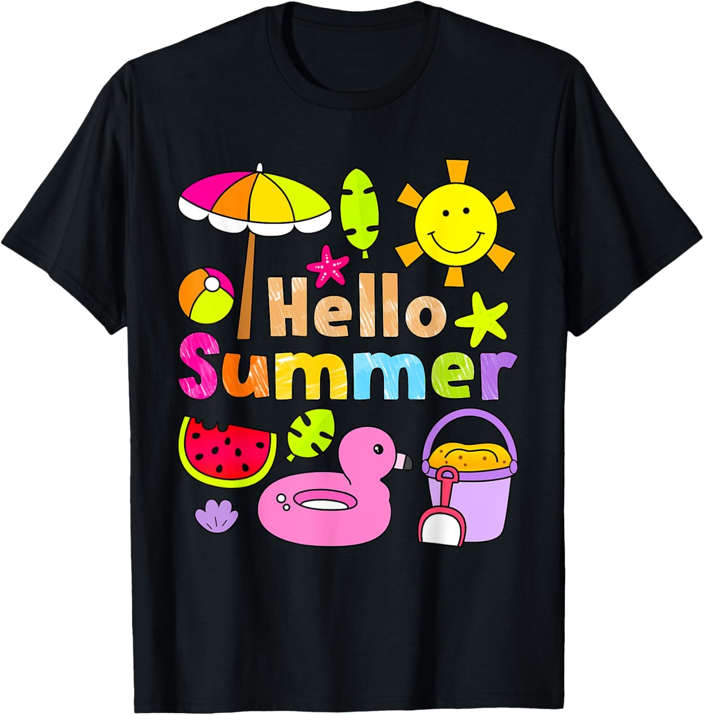 Hello Summer Happy Last Day School Summer Vacation Toddler T-Shirt - T-Shirt | Black