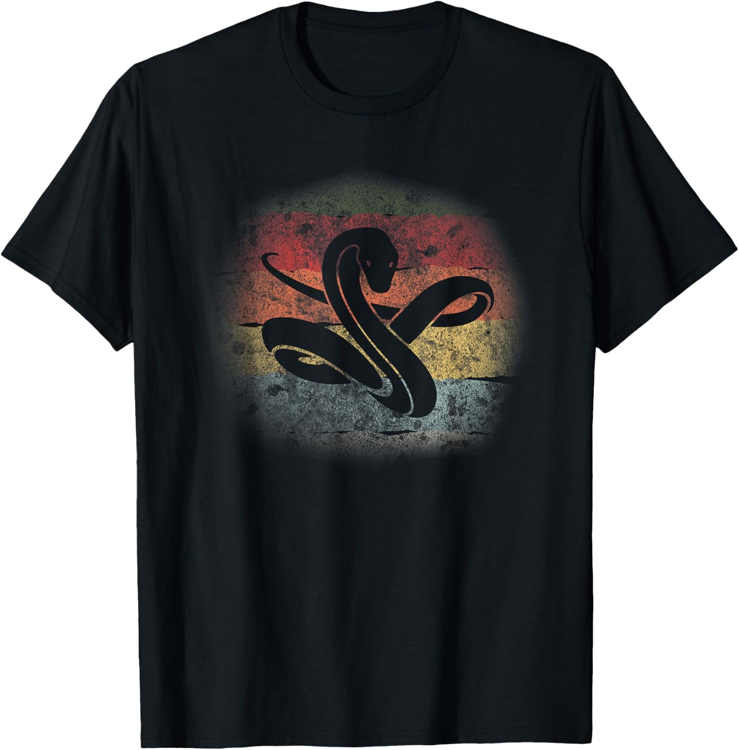 Snake Silhouette Retro 70s 80s Viper Phyton Animal Reptile T-Shirt - T-Shirt | Black