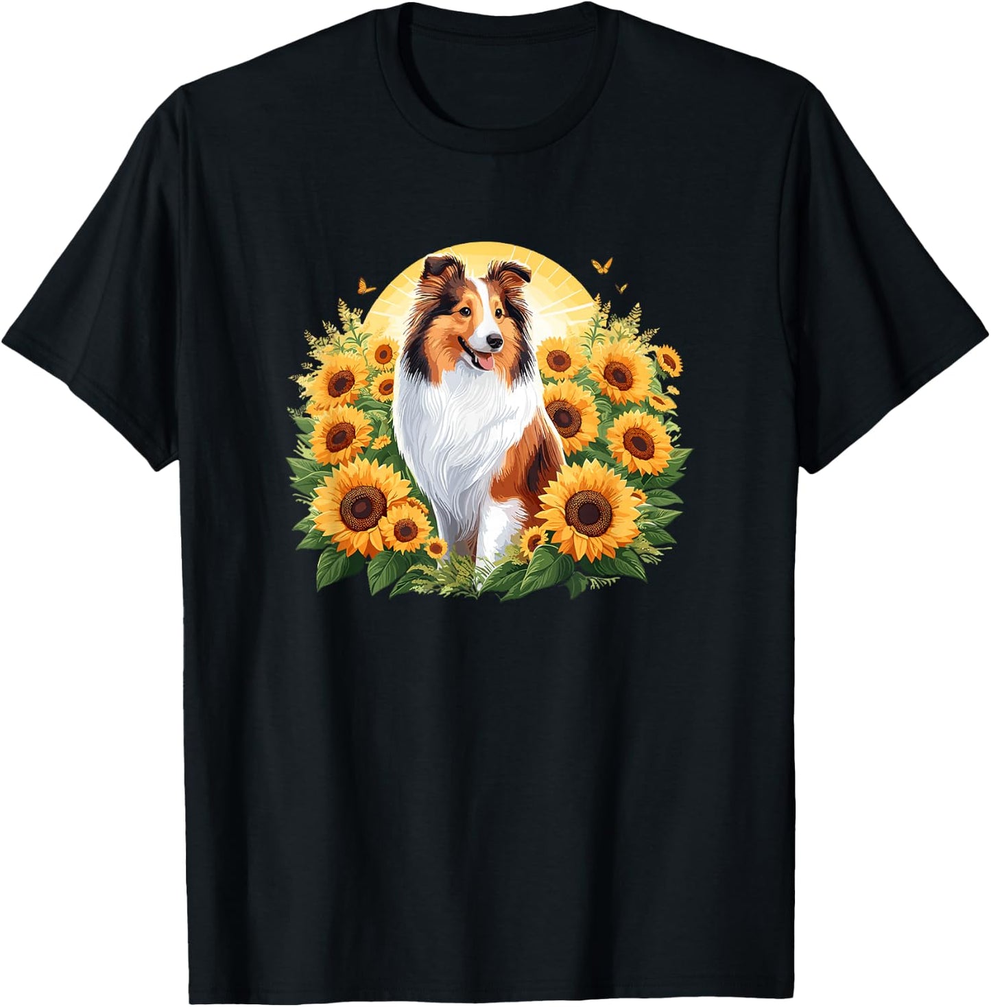 Girls Kids Owner Cute Flowers Shetland Sheepdog Lover T-Shirt - T-Shirt | Black
