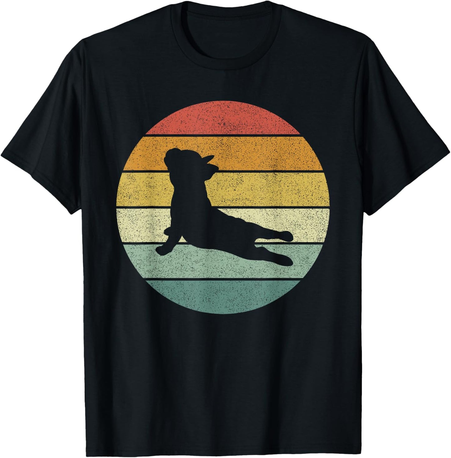 Vintage Retro French Bulldog Shirt Yoga Funny French Bulldog Women Girls Kids T-Shirt - T-Shirt | Black