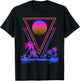 Retro Synthwave Aesthetic 1980s Palm Trees 90s Vaporwave T-Shirt - T-Shirt | Black