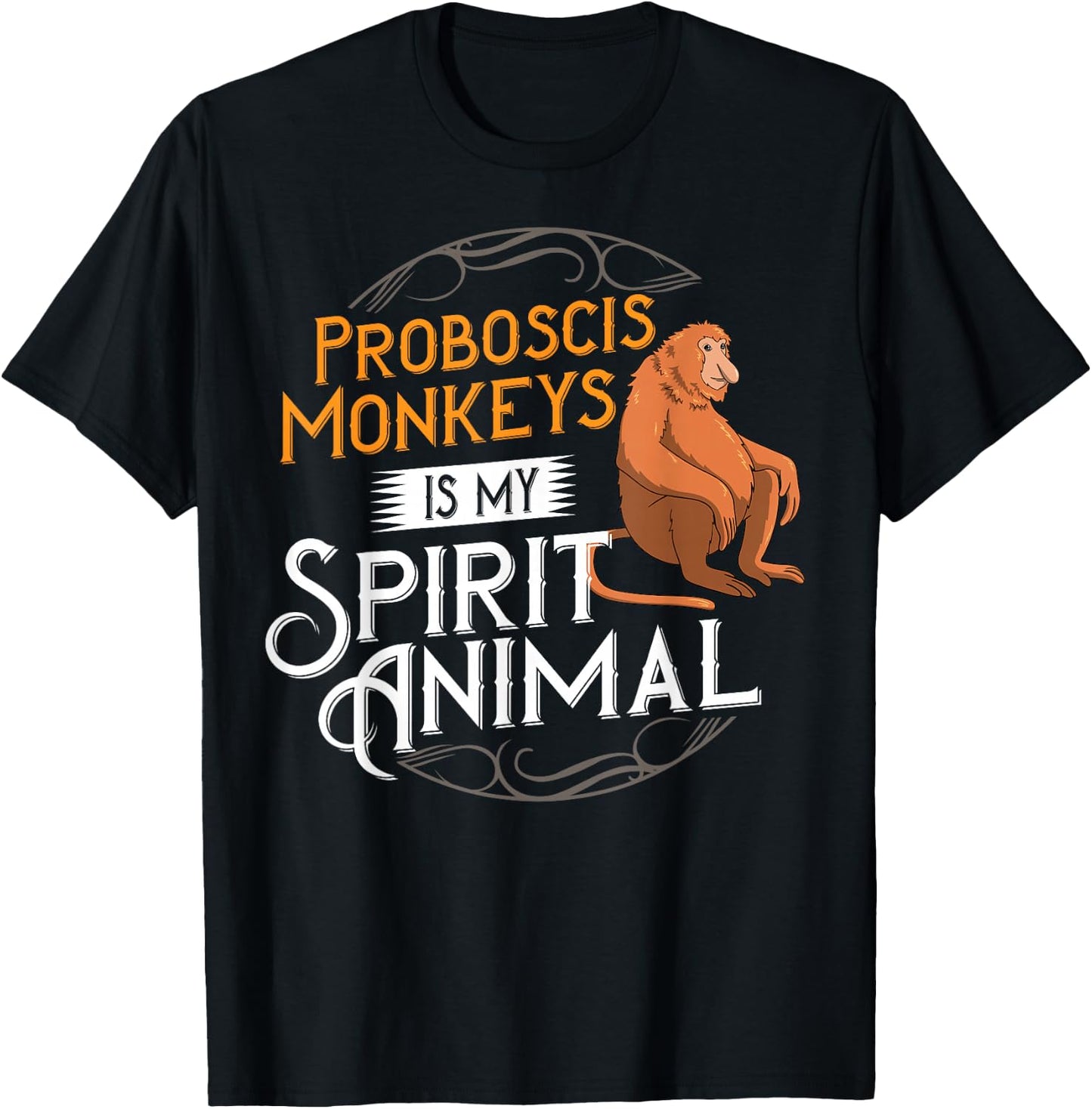 Proboscis Monkey Funny Long Nosed Monkeys T-Shirt - T-Shirt | Black
