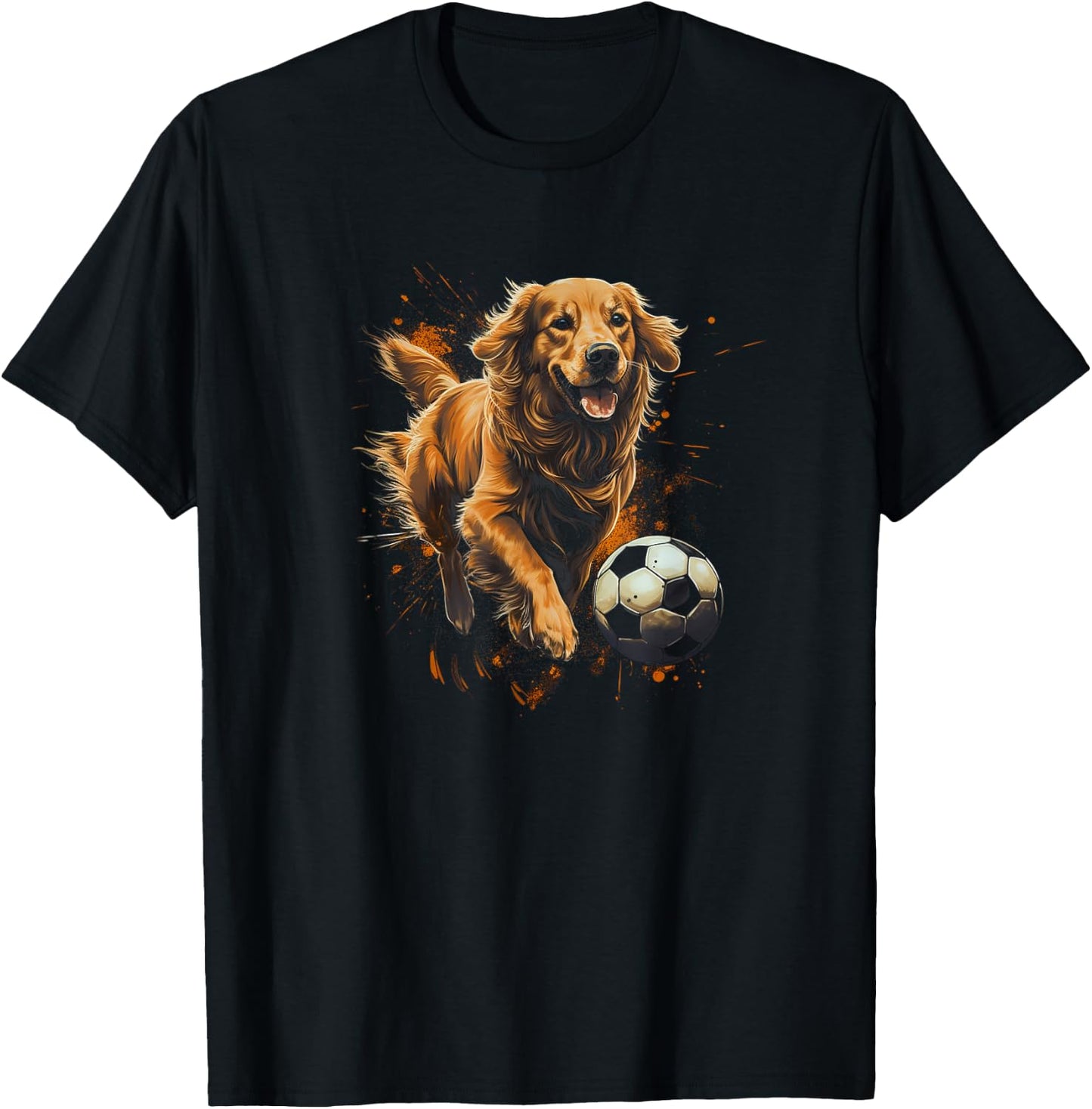 Golden Retriever Playing Soccer T-Shirt - T-Shirt | Black
