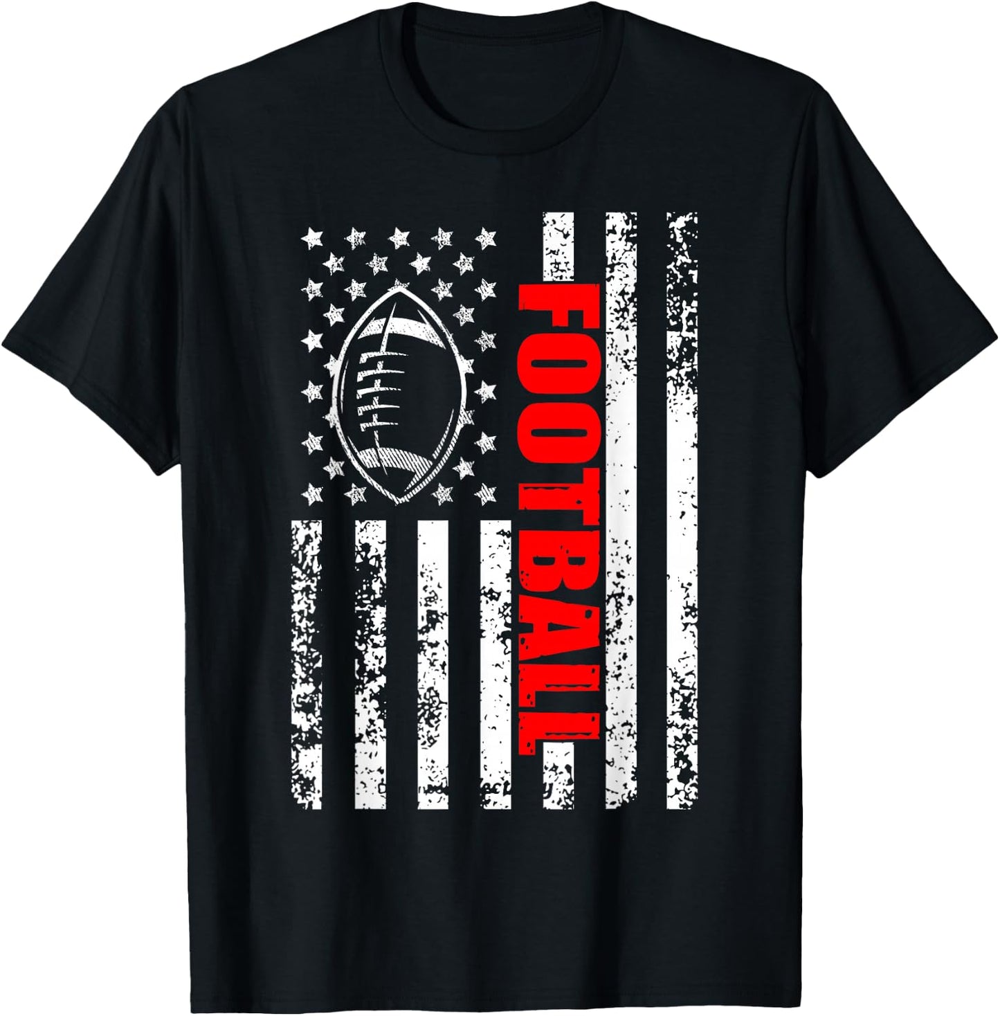 American Flag Football Patriotic Football T-Shirt - T-Shirt | Black
