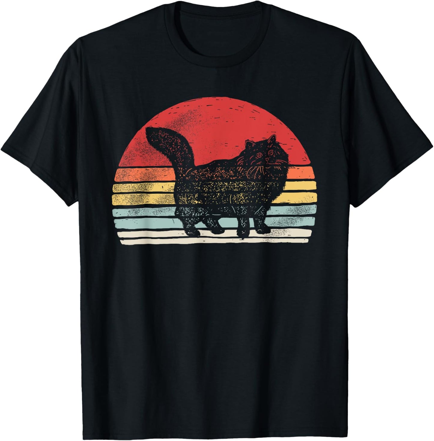 Vintage Retro Siberian Cat T-Shirt - T-Shirt | Black