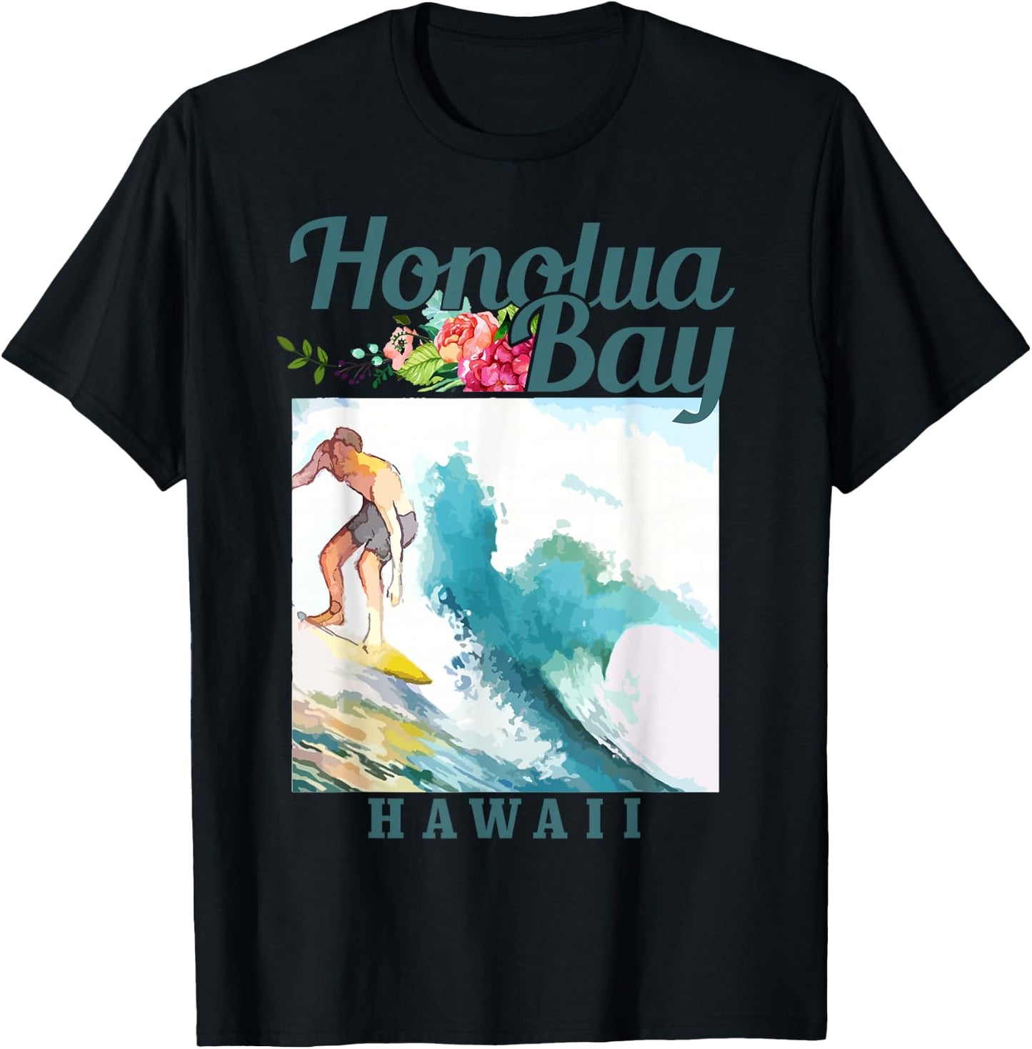 Honolua Bay Hawaii Surfing Hawaiian Surf Vintage Surfer T-Shirt - T-Shirt | Black