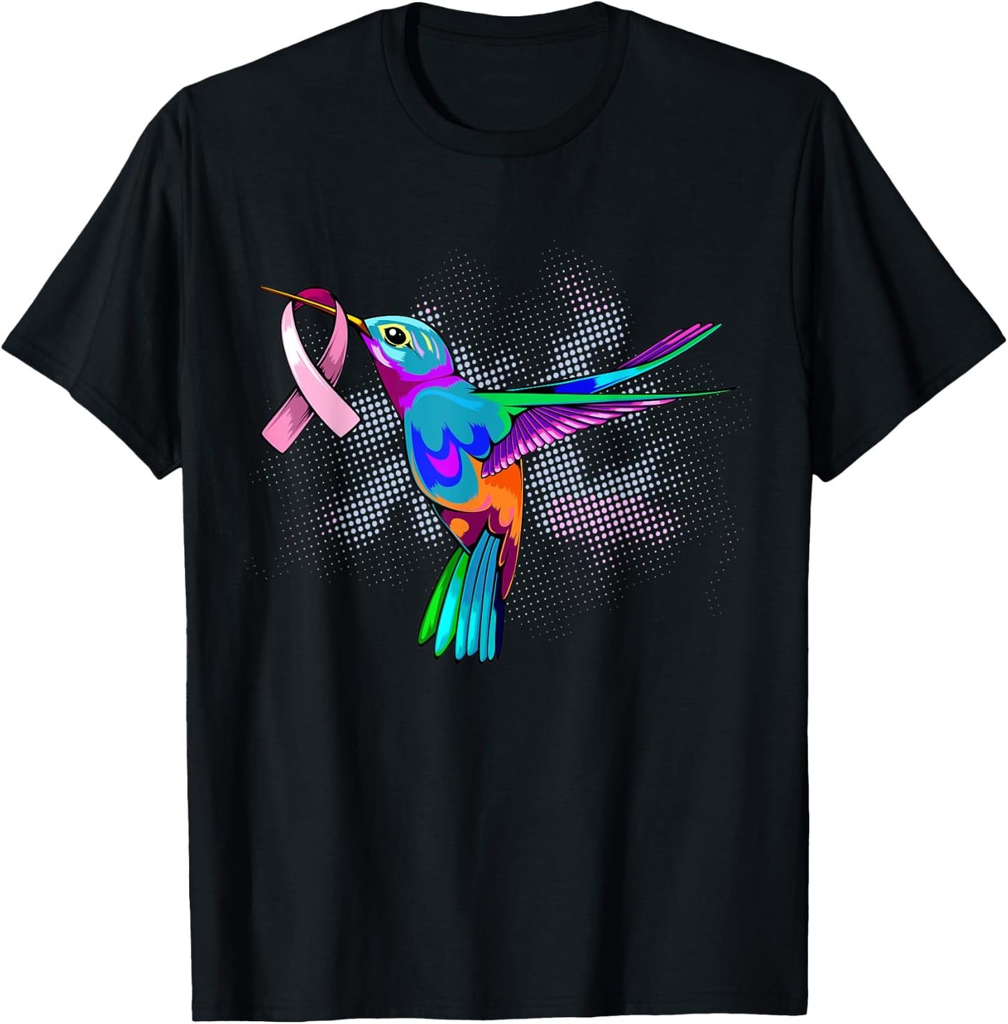 Hummingbird Breast Cancer Awareness Month Pink Ribbon T-Shirt - T-Shirt | Black
