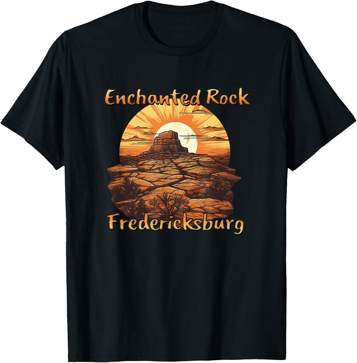 Enchanted Rock Fredericksburg Texas USA Sunset Design T-Shirt - T-Shirt | Black