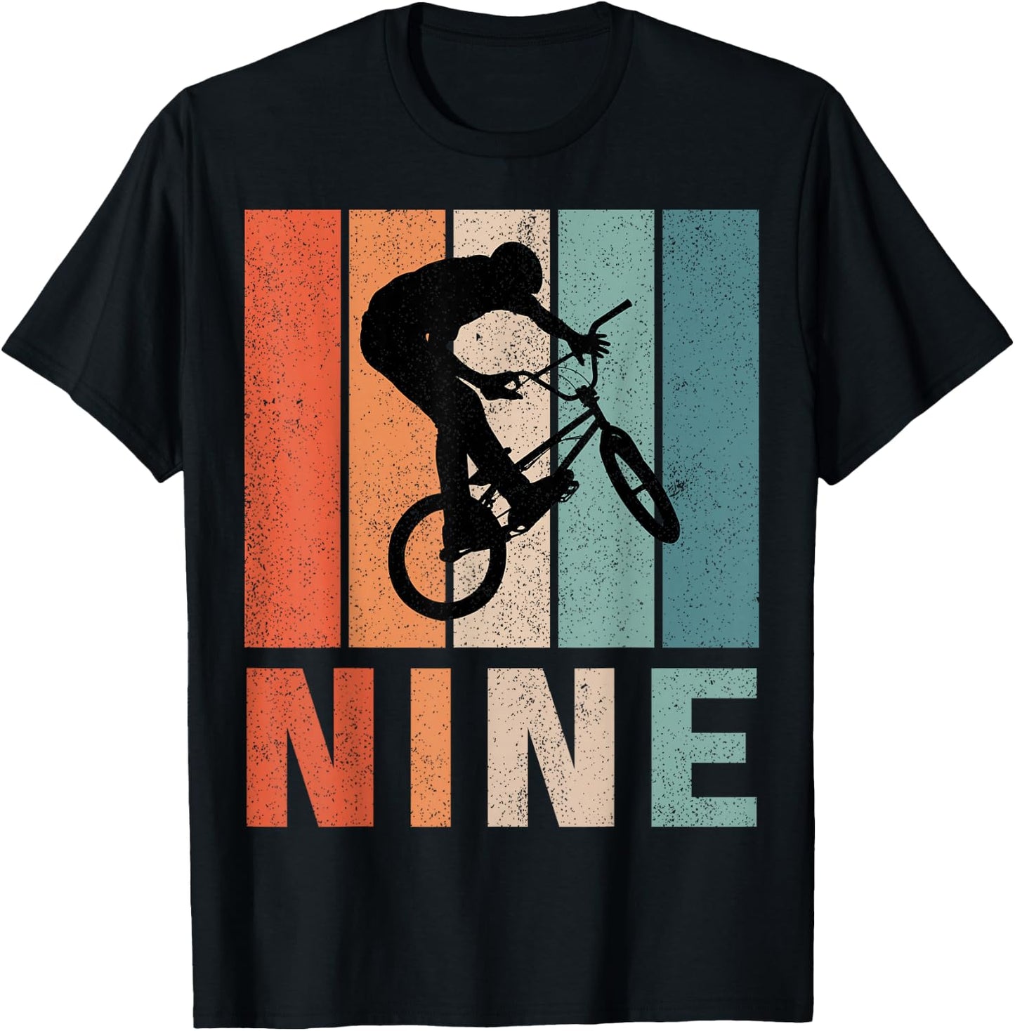 9th Birthday Retro BMX Bicycle Bike Boys Kids 9 Years Old T-Shirt - T-Shirt | Black