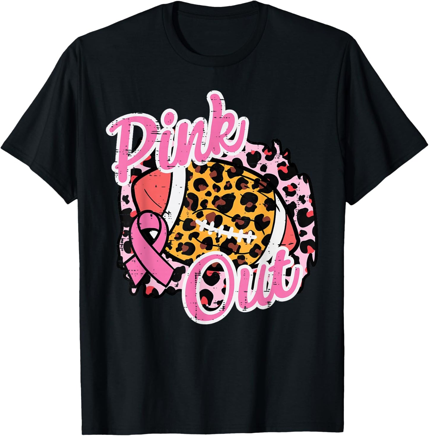 Breast Cancer Awareness Football Pink Out Women Girls Kids T-Shirt - T-Shirt | Black