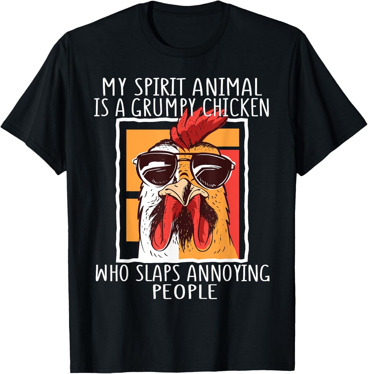 My Spirit Animal Is A Grumpy Chicken Funny Retro Vintage T-Shirt - T-Shirt | Black