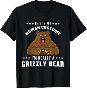 This Is My Human Costume I'm Really A Grizzly Bear T-Shirt - T-Shirt | Black