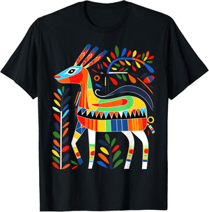 Native American Deer Pacific Northwest Coastal Art T-Shirt - T-Shirt | Black