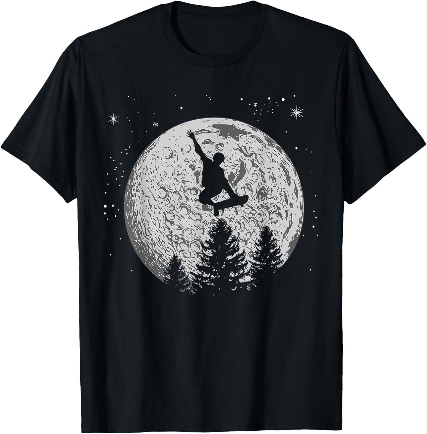 Skater Skateboard Stunt Moon Skater Gift Children Teenagers T-Shirt - T-Shirt | Black