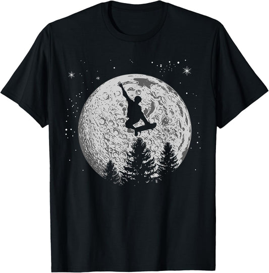 Skater Skateboard Stunt Moon Skater Gift Children Teenagers T-Shirt - T-Shirt | Black