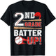 funny 2nd Grade Batter Up Baseball First Day of School T-Shirt - T-Shirt | Black