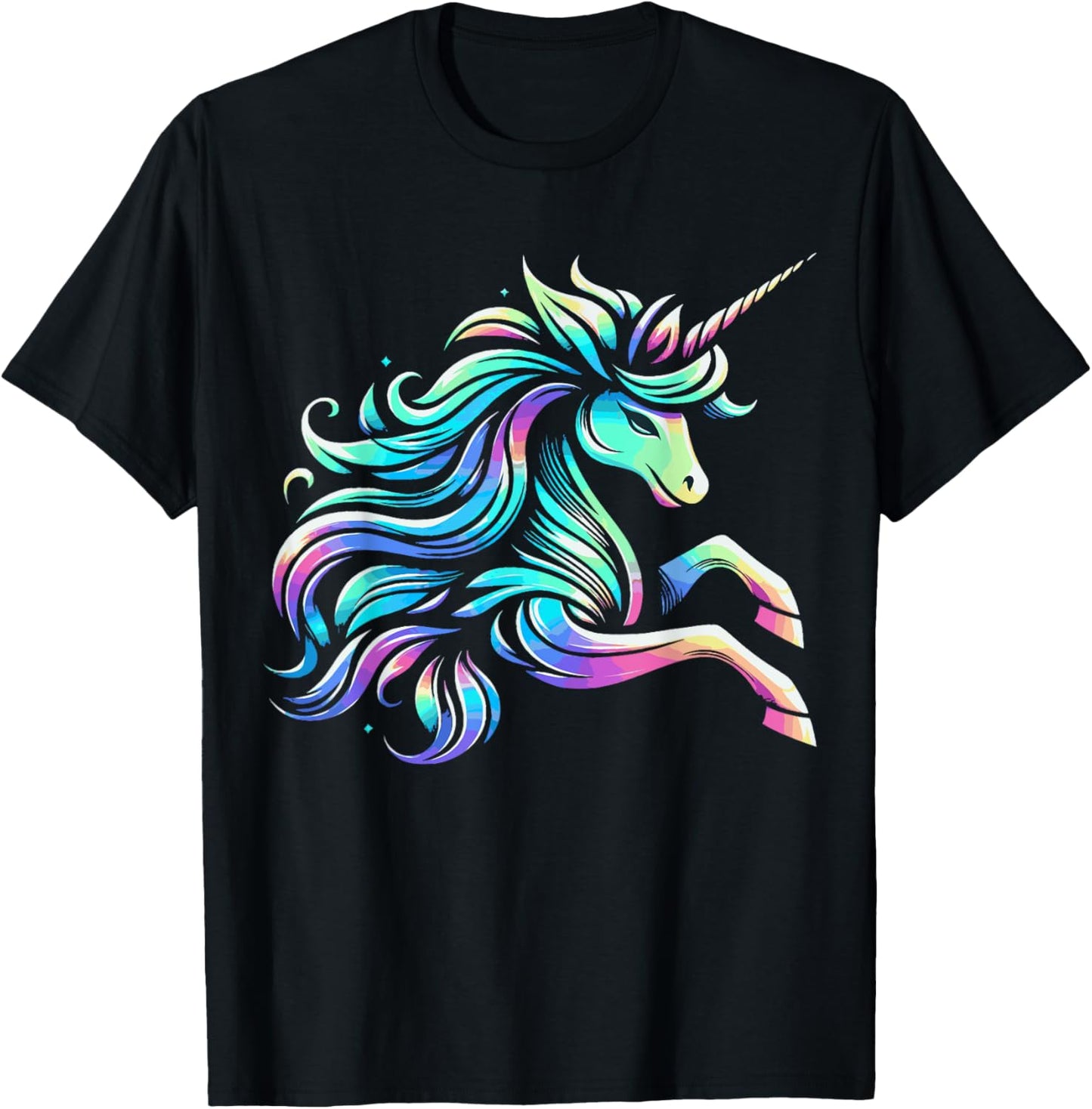 Mythical Unicorn Magical Fantasy Vibrant Colors Enchanted T-Shirt - T-Shirt | Black