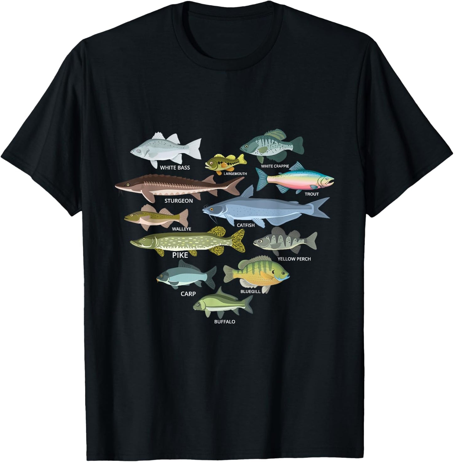 freshwater fish identification heart shape Species Fishing T-Shirt - T-Shirt | Black
