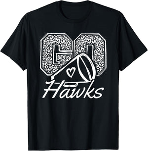Go Cheer Hawks Sports Name Gifts Men Women Boy Girl T-Shirt - T-Shirt | Black
