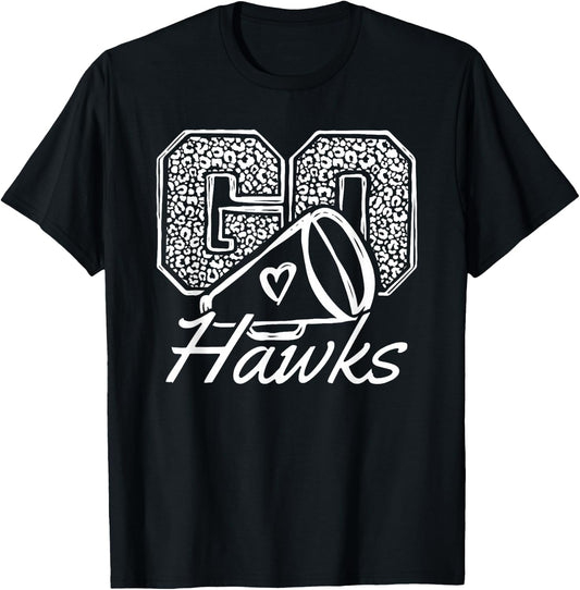 Go Cheer Hawks Sports Name Gifts Men Women Boy Girl T-Shirt - T-Shirt | Black