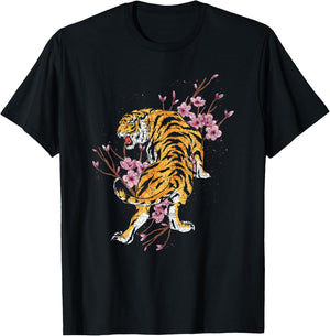 Cherry Blossom Tiger T-Shirt - T-Shirt | Black