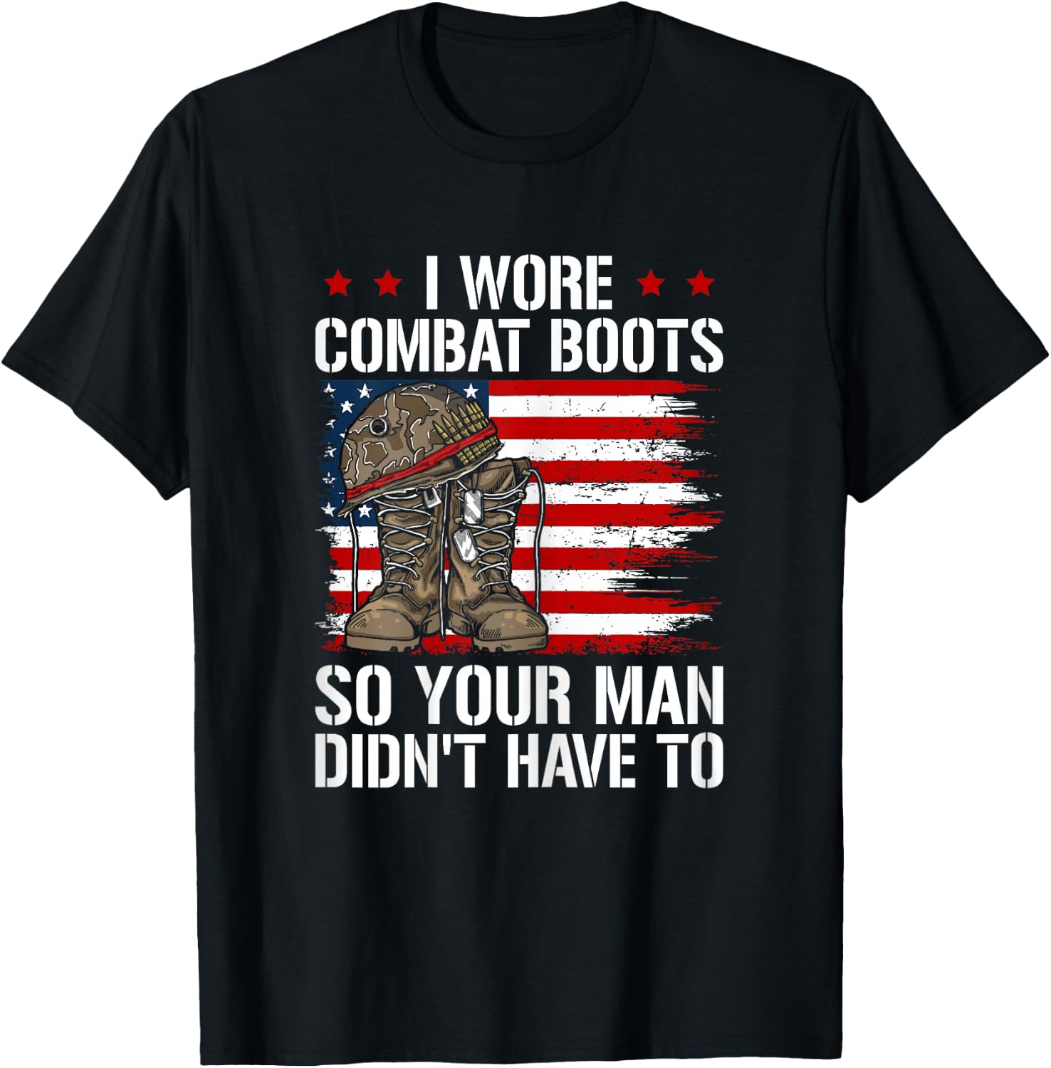 Funny Female Veteran I Wore Combat Boots Women Veteran Mom T-Shirt - T-Shirt | Black