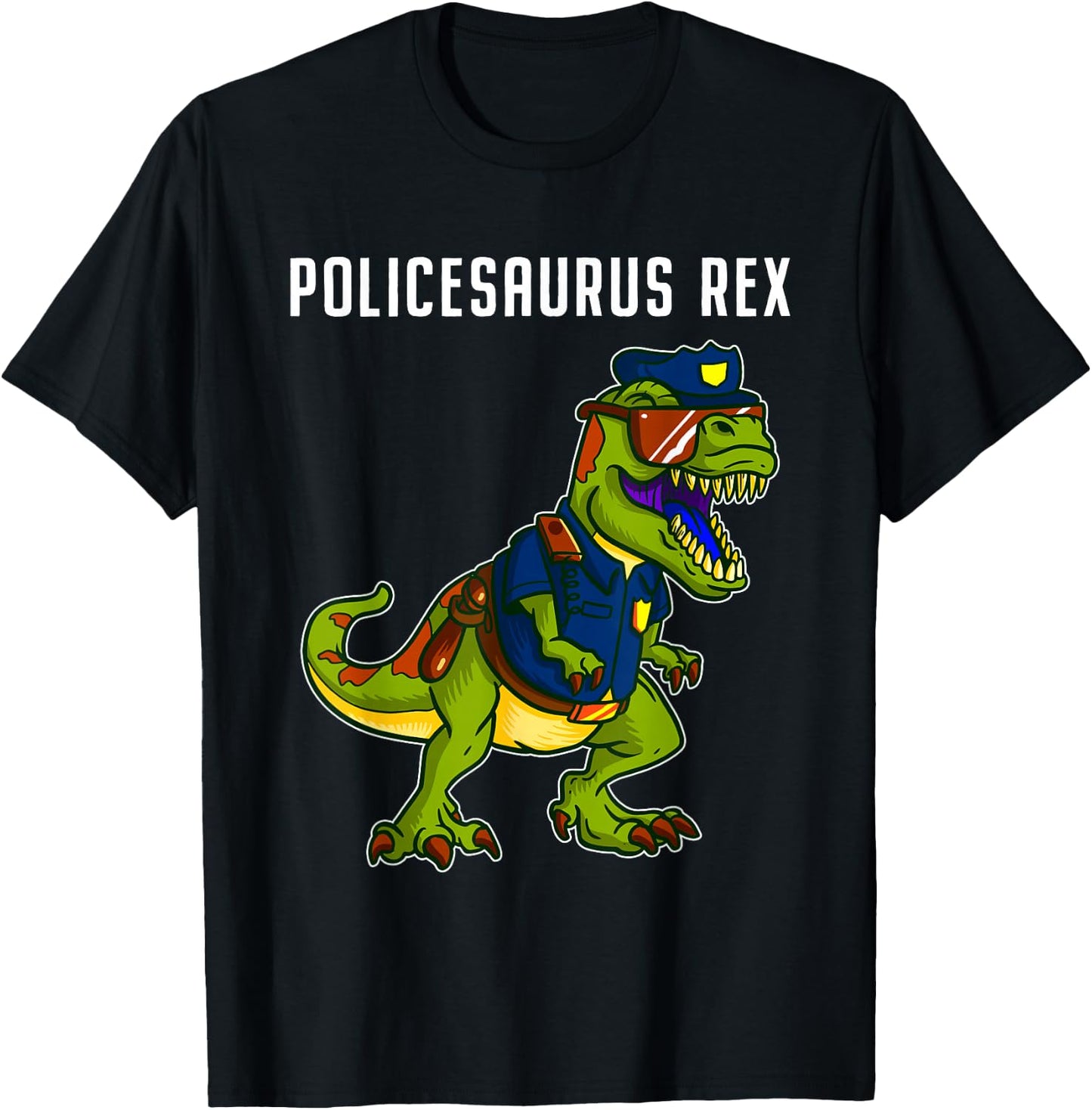 Dinosaur Police Officer T Rex Joke Gifts Policeman T-Shirt - T-Shirt | Black