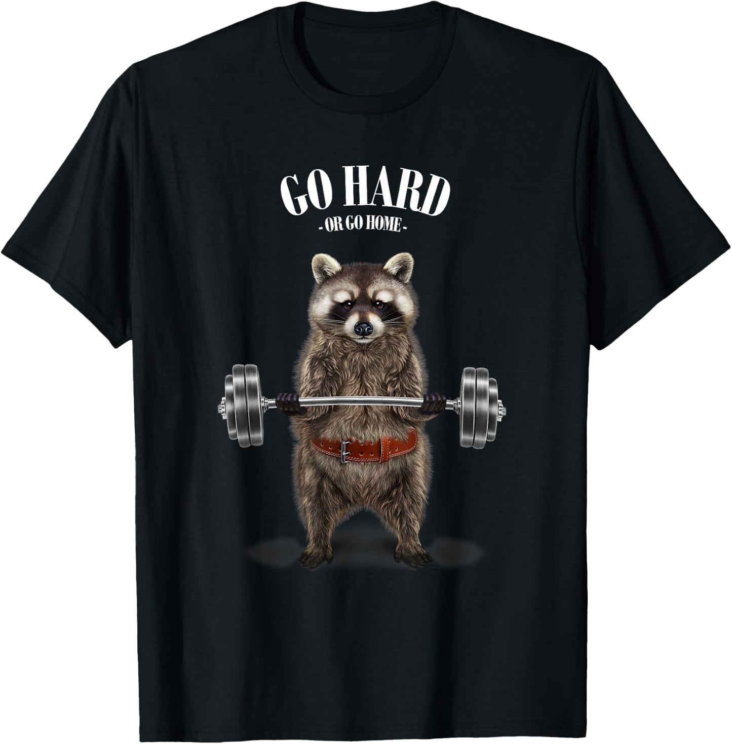 Raccoon Weightlifting in Fitness Gym T-Shirt - T-Shirt | Black