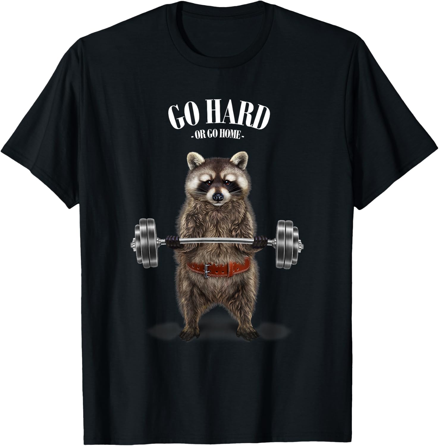 Raccoon Weightlifting in Fitness Gym T-Shirt - T-Shirt | Black