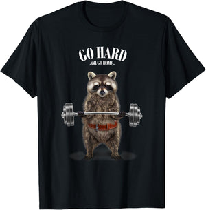 Raccoon Weightlifting in Fitness Gym T-Shirt - T-Shirt | Black