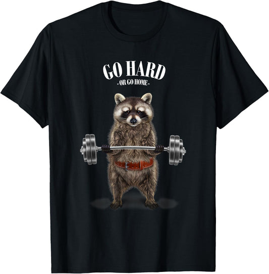 Raccoon Weightlifting in Fitness Gym T-Shirt - T-Shirt | Black
