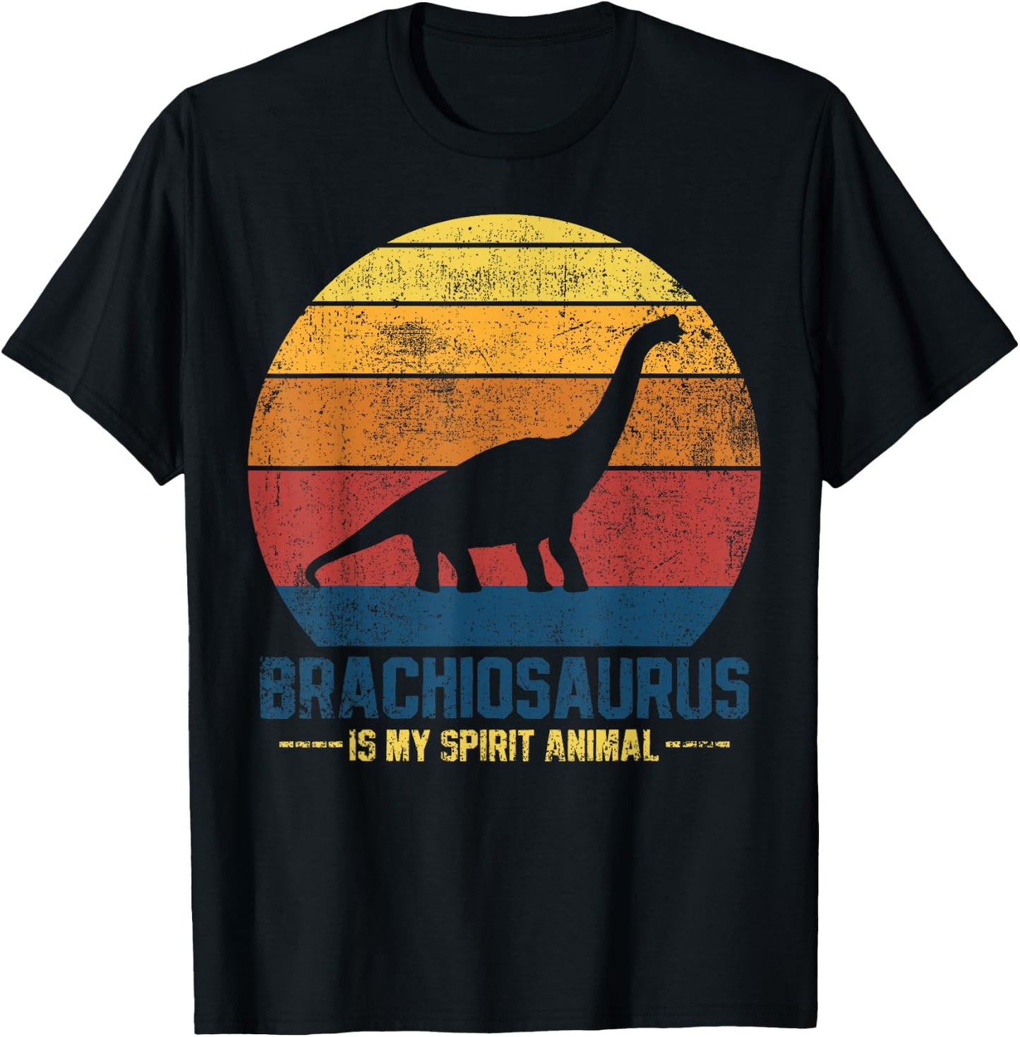 Brachiosaurus Dinosaurs Vintage T-Shirt - T-Shirt | Black