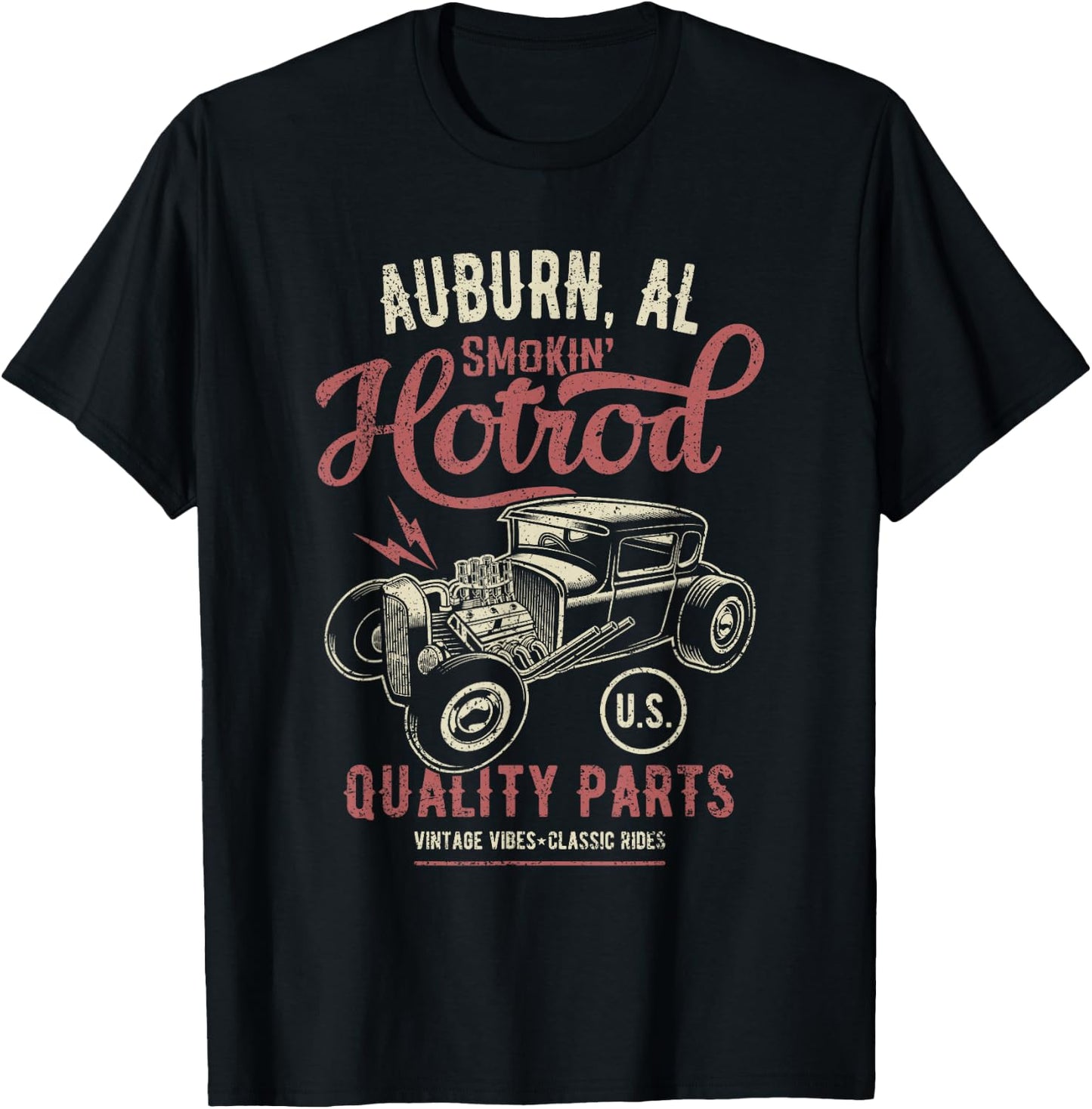 Auburn AL USA Hotrod Vintage Style Car Distressed Design T-Shirt - T-Shirt | Black