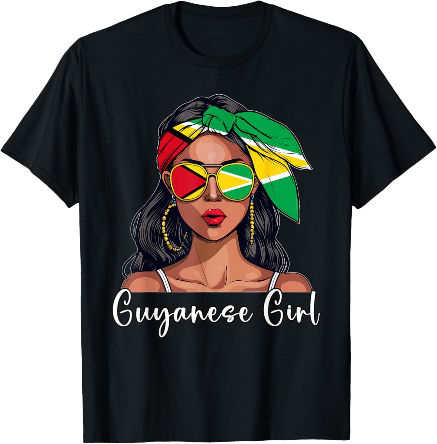 Guyanese Souvenirs Products Woman Flag Girl Guyana T-Shirt - T-Shirt | Black