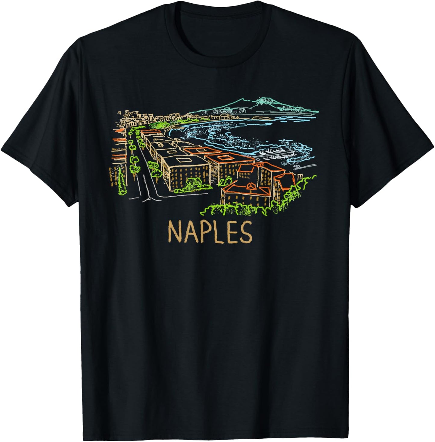 Naples Italy Travel Souvenir Historic City Landmark Gift T-Shirt - T-Shirt | Black