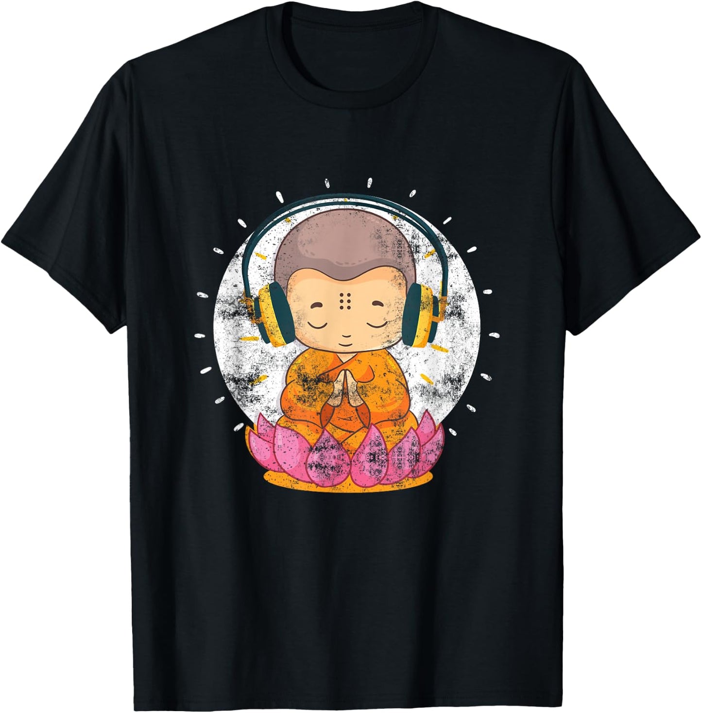 Funny Buddha With Headphones Buddhist Music Lover Gift T-Shirt - T-Shirt | Black